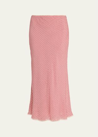 LoveShackFancy Mariem Fil Coup&eacute; Lace-Trim Maxi Skirt