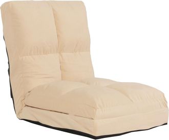 Hhg Nunca Usado] Sill&oacute;n De Suelo Hhg 914, Sill&oacute;n Plegable Sill&oacute;n Plegable Sill&oacute;n Funcional, Funci&oacute;n Dormir Plegable Estructura De Acero Terciopelo, Beige