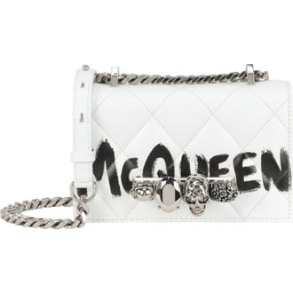 McQ by Alexander McQueen Mini Graffiti Jeweled Shoulder Bag in White Black at Nordstrom Rack