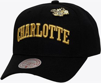 Mitchell & Ness Mens Mitchell & Ness Black Charlotte Hornets Hardwood Classics Pinned Gold Pro Crown Snapback Hat at Nordstrom