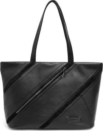 Aim&eacute;e Avenue Top Zip Leather Tote in Black at Nordstrom