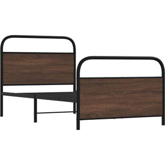 vidaXL Bed Frame Without Mattress 90x200 cm Brown Oak Engineered Wood Vidaxl