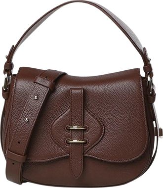 Coccinelle Structured Grained Leather Tote Bag with Decorative Flap Closure
