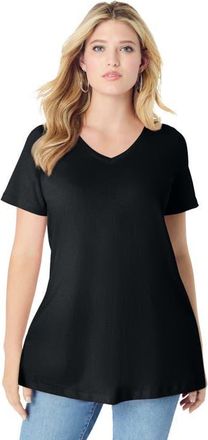 Roaman's Plus Size Ultimate Short Sleeve Swing Tee in Black at Nordstrom, Size 16