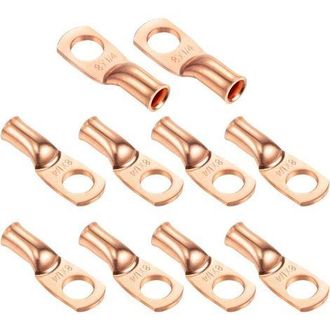 OEM Terminale A Crimpare In Rame 8 Awg Per Cavo Batteria - Anello Tubolare Chiuso Da 10,4 Mm - Confezione Da 10 Terminali Ad Anello