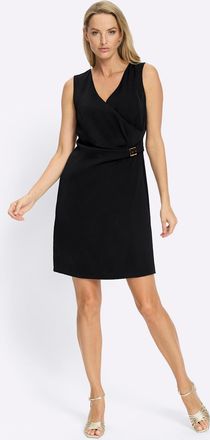 Heine Wickelkleid HEINE Kleid, Damen, Gr. 34, Normalgr&ouml;ssen, schwarz, 100% Polyester, unifarben, kurz, V-Ausschnitt, Kleider Wickelkleid