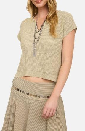 Blu Pepper Batwing Sleeve Split Neck Sweater in Light Olive at Nordstrom Rack, Size Medium