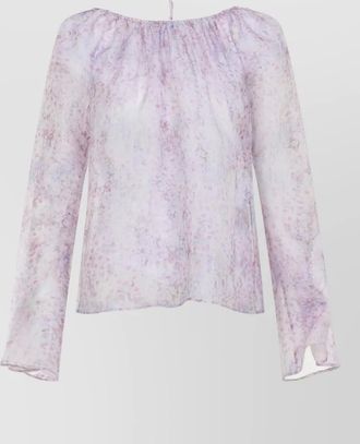 Alberta Ferretti organza blouse floral motif elastic neckline