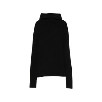 Frankie Shop Larice Hooded Knit Top - Dames - Truien - Zwart - Maat: S Wol