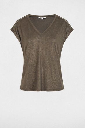 Morgan T-shirt met korte mouwen en strass-schouderpatches