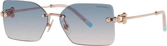 Tiffany & Co. Elegante Rechthoekige Zonnebril - Dames - Zonnebrillen - Geel - 59 MM - Accessoires