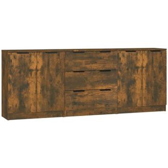 vidaXL Vidaxl - Aparador De 3 Piezas Madera Manufacturada Color Roble Ahumado