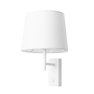 Forlight Aura -2 Apliques De Pared Para Dormitorio E27 Con Interruptor On/off En La Base. Color Blanco Con Pantalla De Textil - Forlight