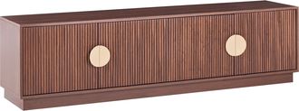 Beliani Mueble Tv Con 4 Puertas De Estilo Retro Sistema De Organizaci&oacute;n De Cables Mdf Pomos De Metal Marr&oacute;n Oscuro Numurkah