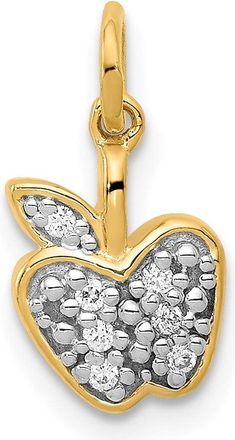 Diamond2Deal 14k Yellow Gold Diamond Apple Charm Pendant