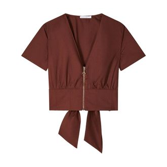 Patrizia Pepe Patrizia Pepe, T-Shirts, female, Brown, Size: L Casacca Cropped