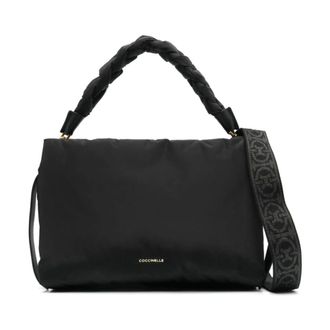 Coccinelle Handbags, female, Black, Size: ONE SIZE Black Textured Design Shoulder Bag