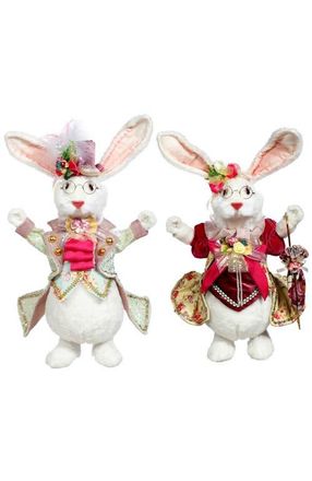 Mark Roberts Mr & Mrs Fluffy Chubby Rabbit, Set of 2 in Bright Pink at Nordstrom