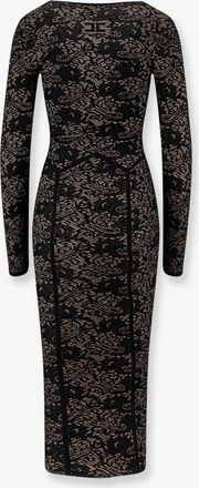 Elisabetta Franchi Womens Knitted Midi Dress Black Polyamide