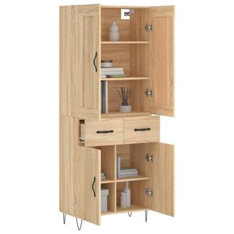Berkfield Home Highboard Sonoma Oak 69.5x34x180 cm Engineered Wood in Light Brown