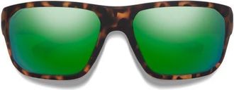 Smith Arvo 61mm ChromaPop Polarized Wraparound Sunglasses in Tortoise /Glass Green Mirror at Nordstrom