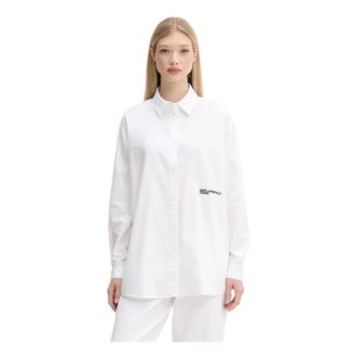 Karl Lagerfeld Overhemden, Dames, Wit, XS, Katoen, Oxford overhemd met lange mouwen