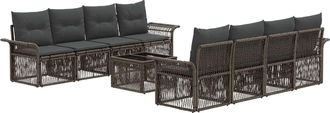 vidaXL Conjunto De Sof&aacute;s De Jard&iacute;n 9 Uds. Gris Rat&aacute;n Sint&eacute;tico Vidaxl