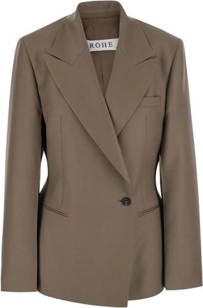 R&oacute;he Visgraat Wolmix Blazer - Dames - Blazers - Bruin - M - Wol - Jassen
