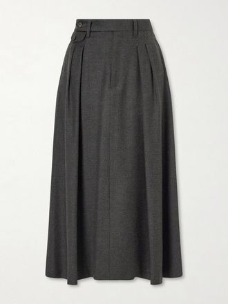 Ralph Lauren Collection Gonna Midi In Flanella Di Lana Evelyn - Grigio