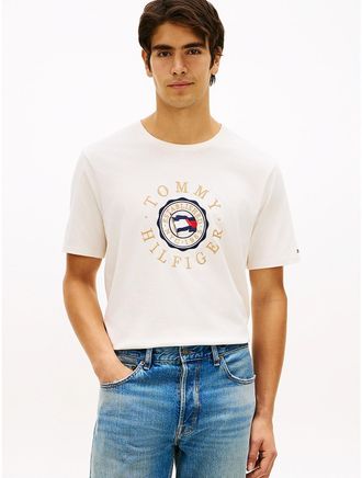 Tommy Hilfiger Mens Circle Flag Logo T-Shirt - White - XXXL