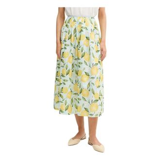 Oui Lemon Print Rok - Dames - Rokken - Veelkleurig - Maat: M Katoen