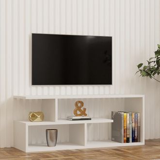 Dmora Mueble Para Tv Foglizzo, 2 Estantes, 4 Compartimentos, Soporta 40 Kg, 100x30x40h Cm, Blanco