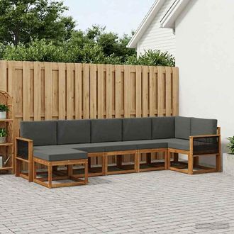 vidaXL Vidaxl Set Di Divani Da Esterno 7 Pz Naturale E Antracite Poliestere