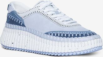 Chlo&eacute; Keilsneakers aus Leder und Stoff Nama