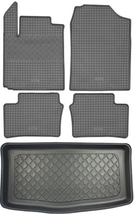 OEM Kia Picanto Iii Ja Hatchback (5 Puertas) Desde 04.2017 Set - Alfombrillas De Goma Para Coche + Alfombrilla Para Maletero