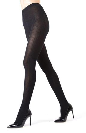 MeMoi Cable Stitch Sweater Tights in Black at Nordstrom, Size Small
