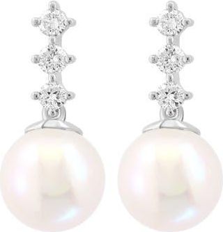 Effy Diamond & Freshwater Pearl Drop Earrings in White at Nordstrom Rack