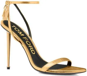 Tom Ford Padlock Naked Metallic Pointy Toe Sandal in Gold at Nordstrom, Size 39.5