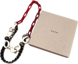 Marni Black Red and White Chunky Necklace