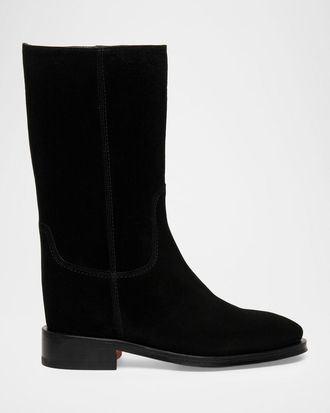 Santoni Fleeces Suede Tall Ranch Boots