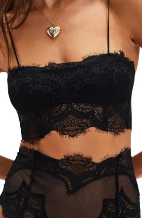 Free People Intimately FP Nolita Longline Lace Bralette in Black Beauty at Nordstrom, Size Medium
