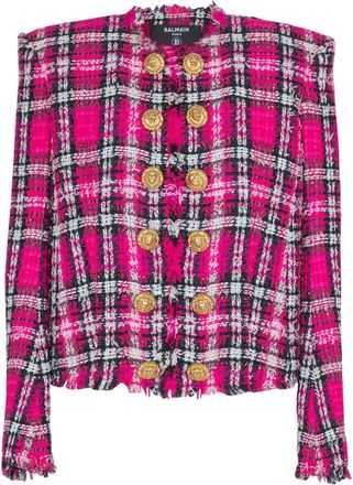 Balmain Giacca con motivo scozzese - Rosa