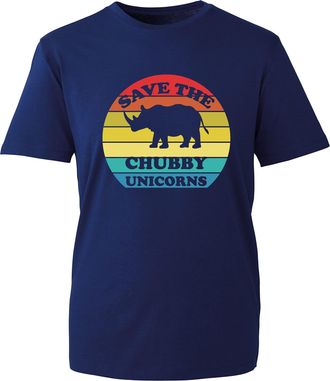 Generic Save The Chubby Unicorn T-Shirt Rhinoceros Vintage Funny Animal Lovers Unisex Gift Tee Top (Navy, 4XL)