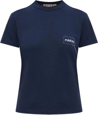 Marni embroidered-patch T-shirt - Blue
