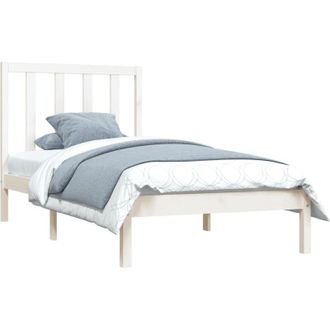 vidaXL Giroletto in Legno Massello Bianco 75x190 cm Small Single - Vidaxl