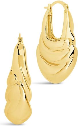 Sterling Forever Manon Textured Statement Hoop Earrings