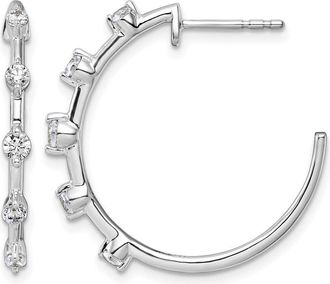 Diamond2Deal 14K White Gold 0.45 ct Lab Grown Diamond Hoop Earrings VS Clarity, G-H Color