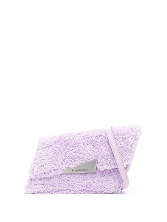 Acne Studios logo-patch brushed messenger bag - unisex - Calf Leather/Fabric - OS - Purple