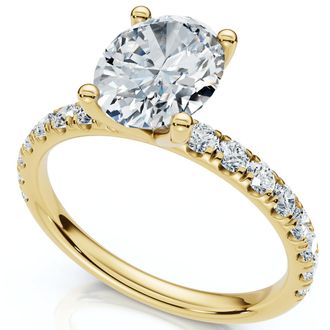 Pompeii3 1 1/2Ct Oval Diamond Engagement Ring 14k White Yellow or Rose Gold Lab Grown