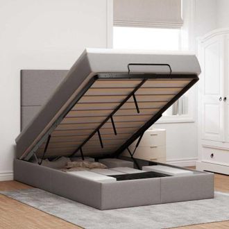 vidaXL Estructura De Cama Otomana Colch&oacute;n Tela Gris Pardo 120x200cm Vidaxl